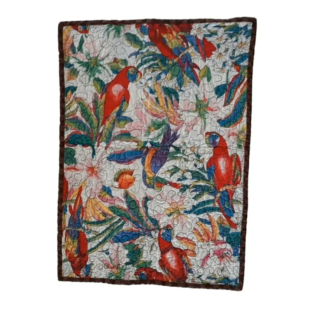 Quilted Parrot Tropical Patchwork Tapestry